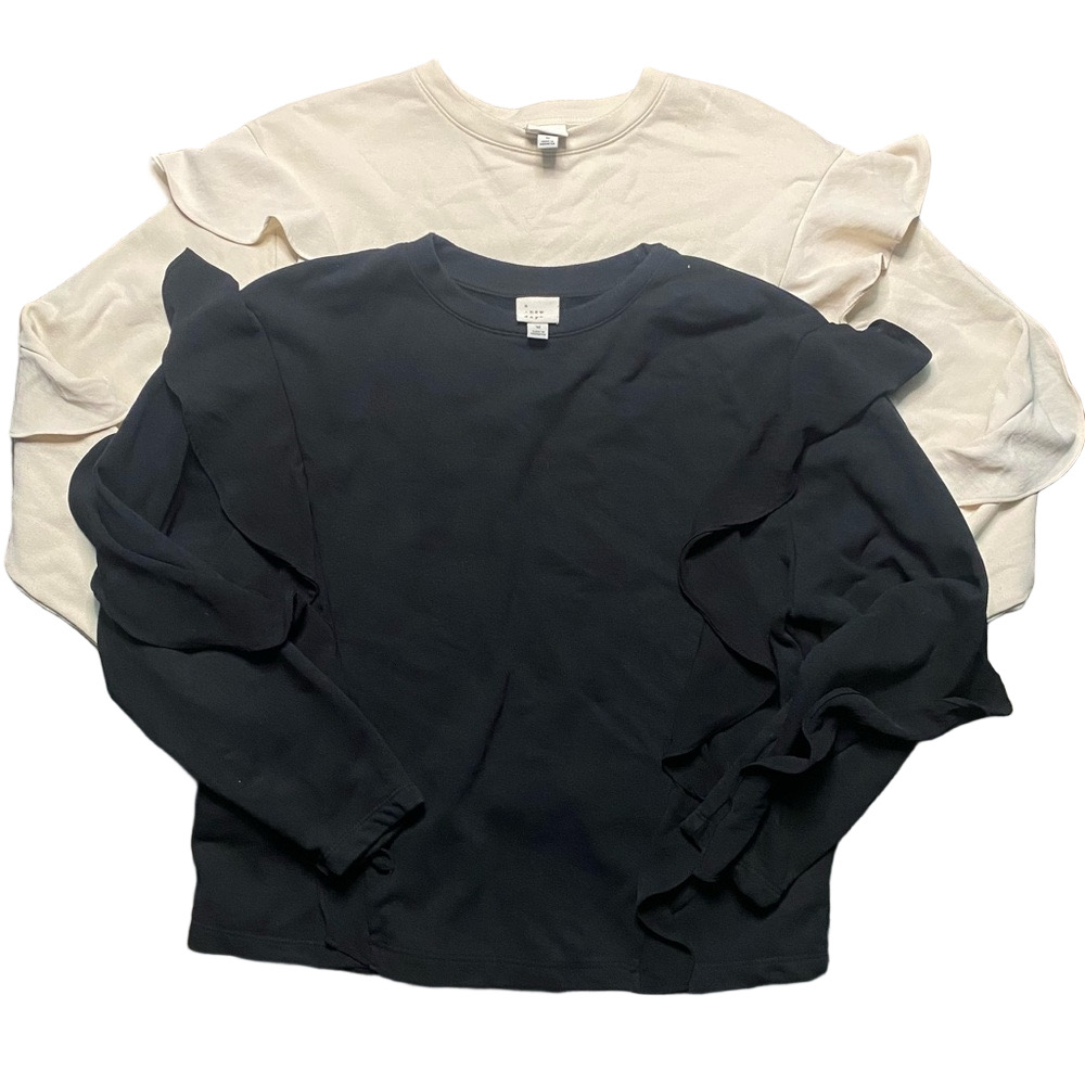 a new day Black and Cream Ruffle Sweaters-Bundle